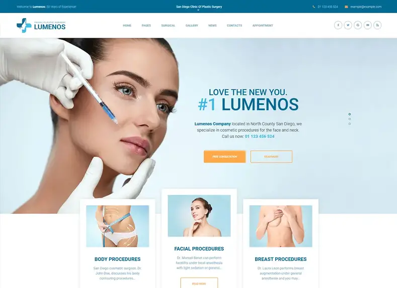 Lumens |  Thème WordPress de la clinique de chirurgie plastique