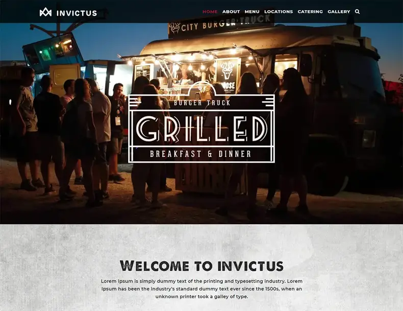 Thème WordPress pour camion alimentaire Invictus