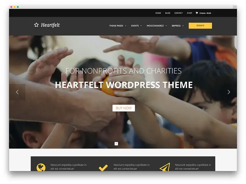 modelo WordPress de caridade sincera