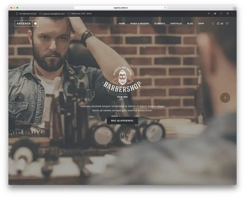 Argenta - Tema WordPress per Parrucchieri