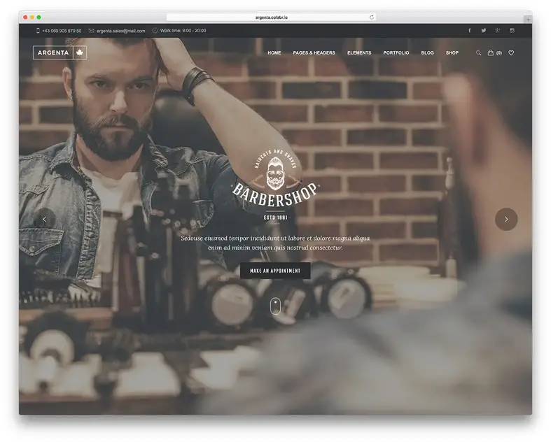 Argenta - kuaför WordPress teması