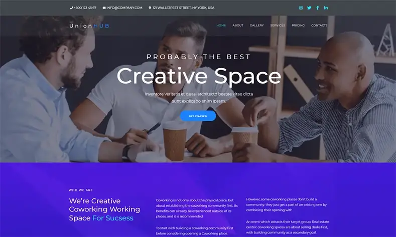 UnionHUB - Tema WordPress Coworking Space Elementor