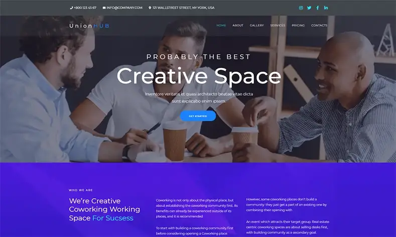 UnionHUB - Tema WordPress Elemen Coworking Space