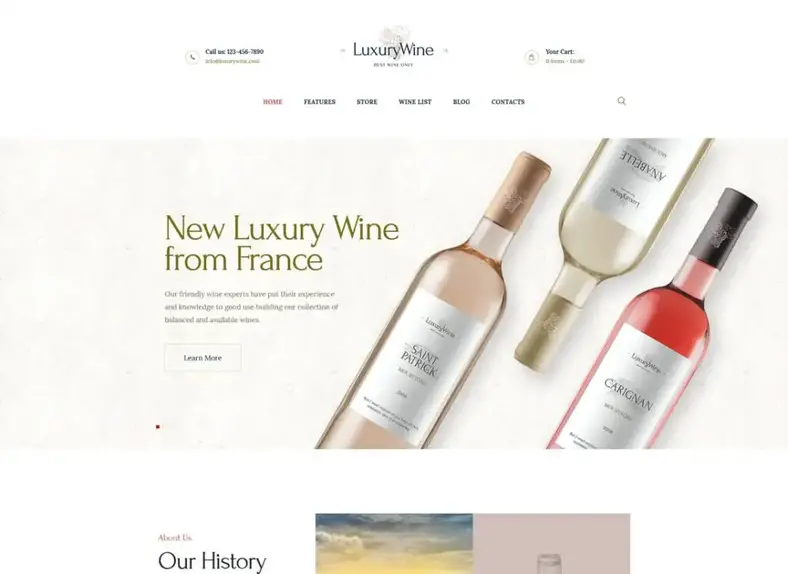 Vin de luxe |  Thème WordPress + Boutique de Liquor & Vineyard Store
