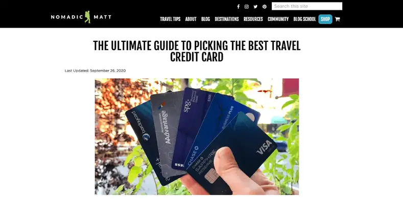 Nomadic Matt Guida alla migliore carta di credito da viaggio
