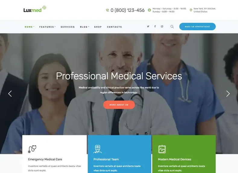 Lux Med |  Tema WordPress per medicina e salute