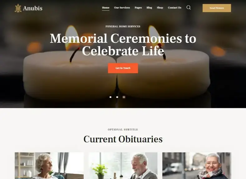 Anubis - Tema WordPress Layanan Pemakaman & Pemakaman