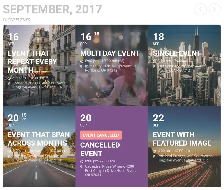 Disposizione del mosaico dell'evento