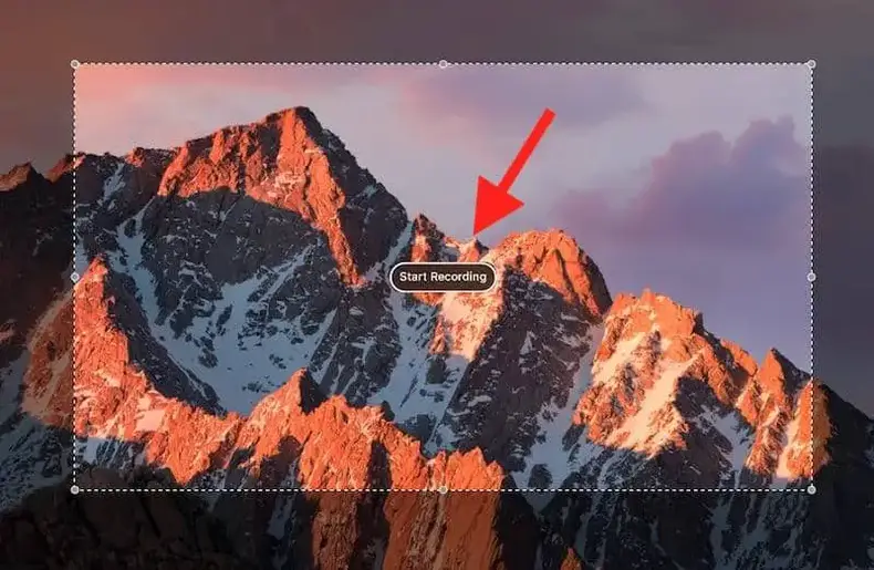 QuickTime Player merekam area tertentu