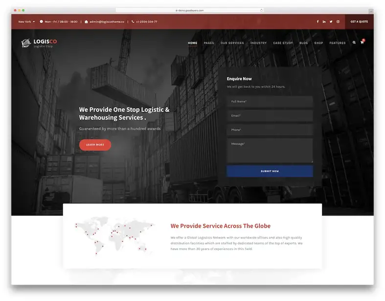 Logisco logistica dei trasporti tema wordpress