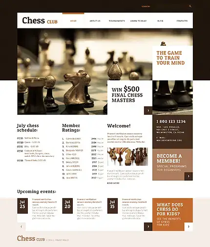 Thème WordPress du club d'échecs