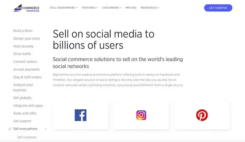 BigCommerce التكامل وسائل الإعلام الاجتماعية