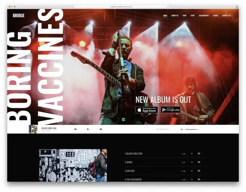 tema de ponte wordpress para músicos