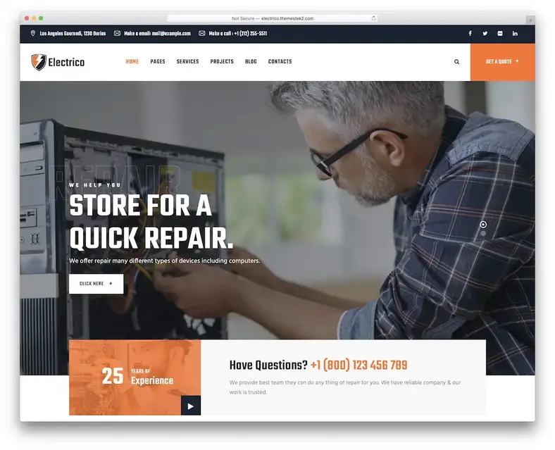 tema de wordpress de reparación de computadoras electrico