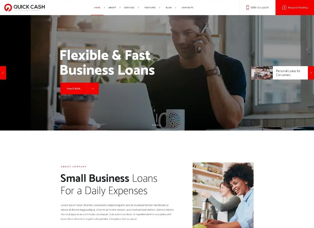 Dinheiro rápido |  Tema WordPress para consultores financeiros e empresas de empréstimo