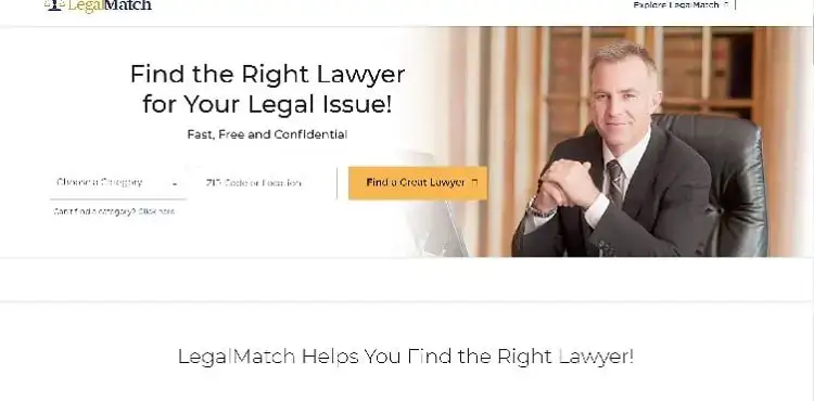 الصفحة الرئيسية لـ LegalMatch