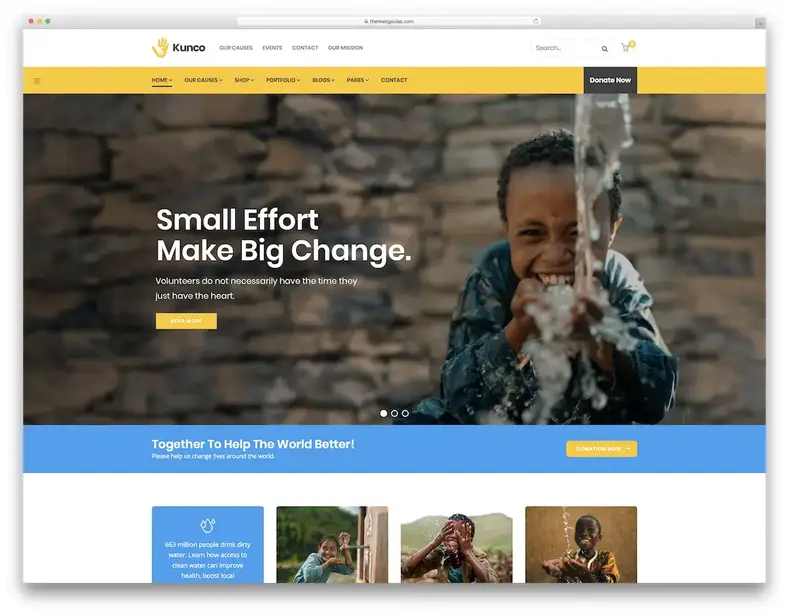 tema wordpress de angariação de fundos kunco