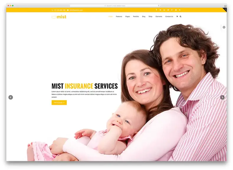 modelo de site de seguro de névoa