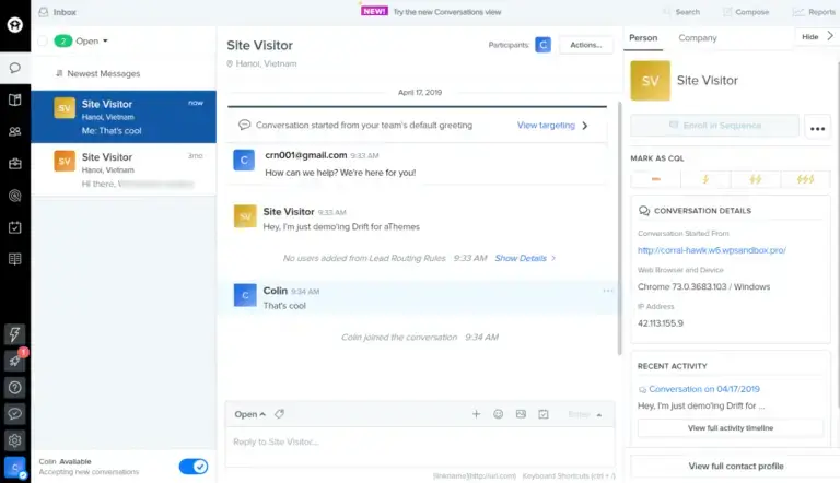 Interface de dérive
