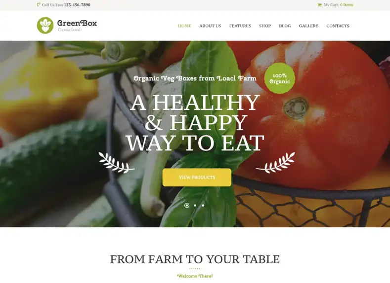 Boîte verte |  Thème WordPress pour ferme biologique et magasin biologique