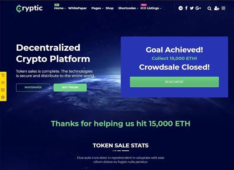 Cryptique |  Thème WordPress de crypto-monnaie