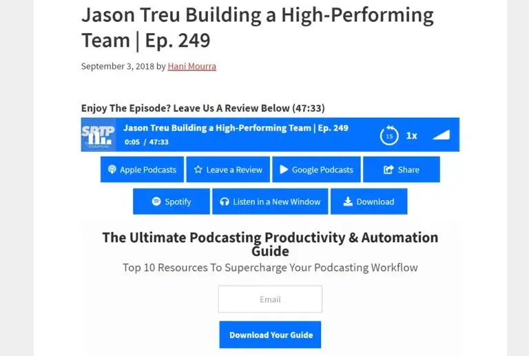 Exemplo simples de imprensa de podcast
