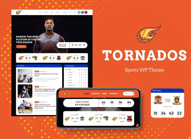 tornado |  Tema WordPress Bola Basket
