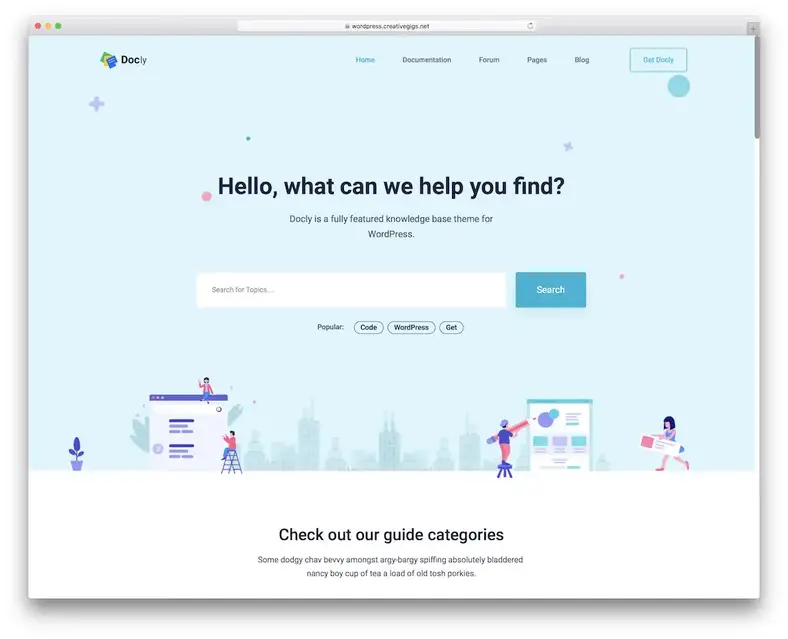 tema da base de conhecimento wordpress docly