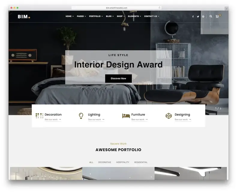 thème wordpress de design d'intérieur bim