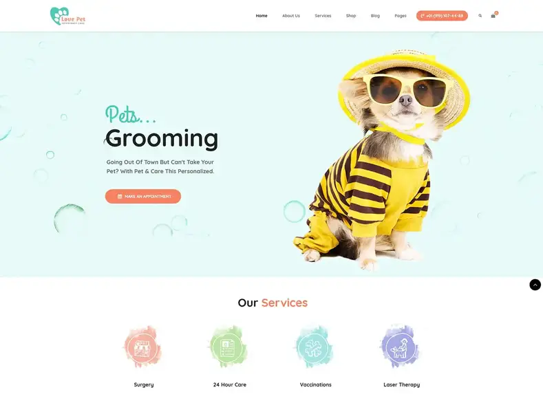 LovePet |  Tema WordPress per negozi di animali e veterinari