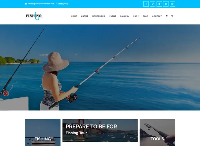 Sport acquatici per yacht da pesca - Tema WordPress per club di pesca