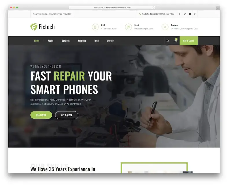 reparación de computadoras fixtech tema de wordpress