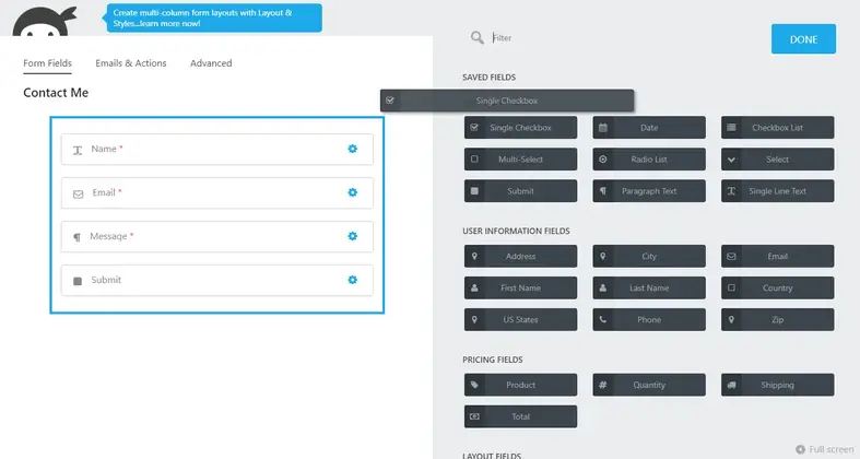 Interface de Formulários Ninja