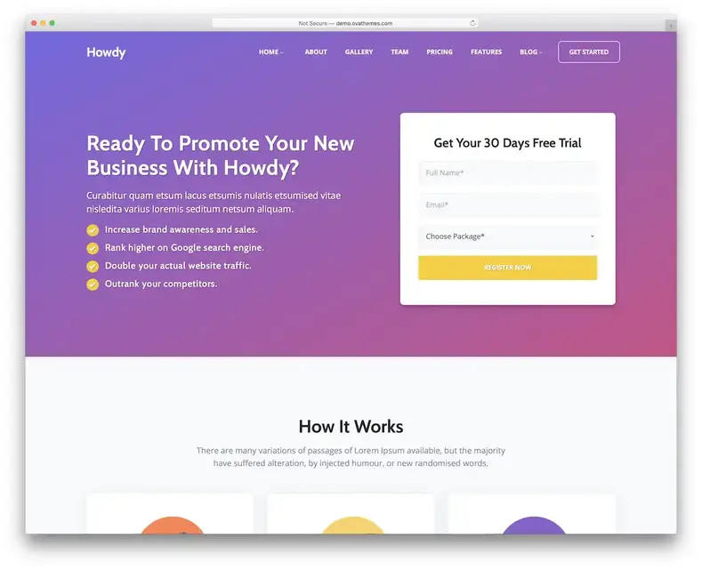 olá tema wordpress de geração de leads