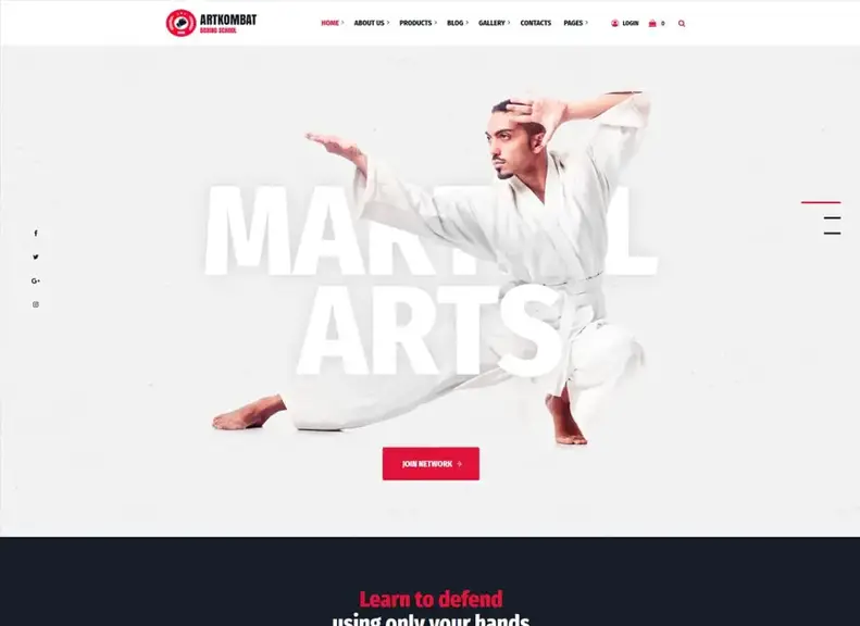 Combattimento artistico |  Tema WordPress per scuola di boxe, arti marziali, karate, palestra e fitness