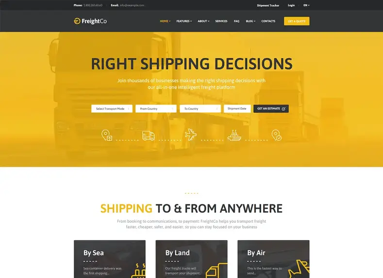 FreightCo |  Thème WordPress pour le transport et le stockage