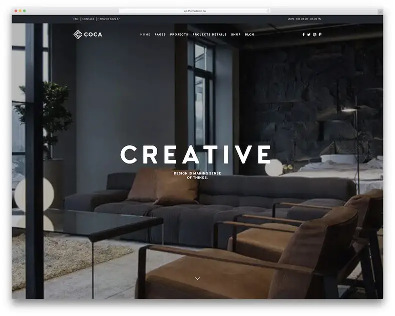 thème wordpress de design d'intérieur de coca