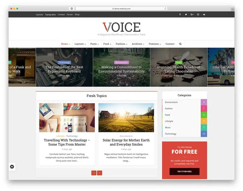 Tema de blog RTL WordPress