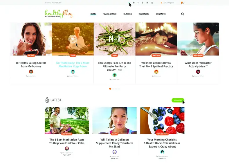 Blogue Vie saine |  Blog et magazine sur la santé propre avec le thème WordPress de la boutique en ligne