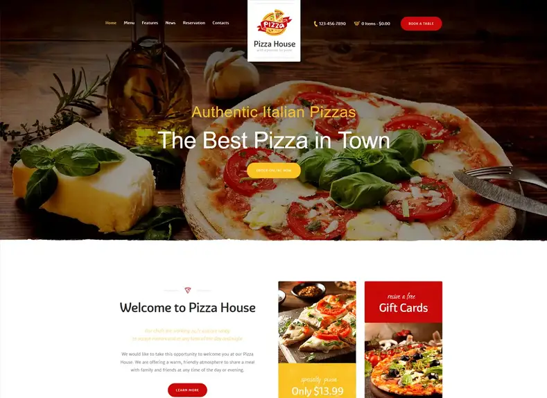 Pizza House - Thème WordPress pour restaurant / café / bistro