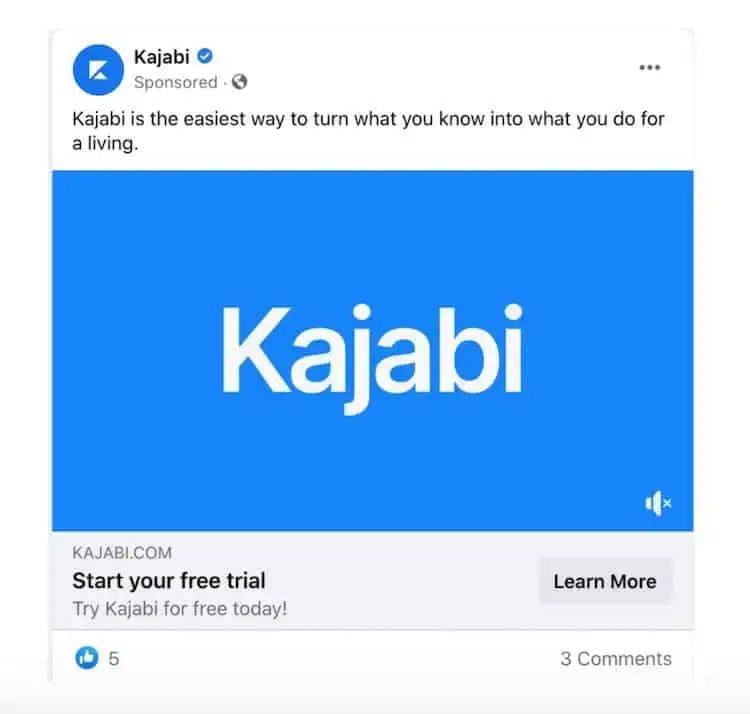Kajabi Facebook -annonce