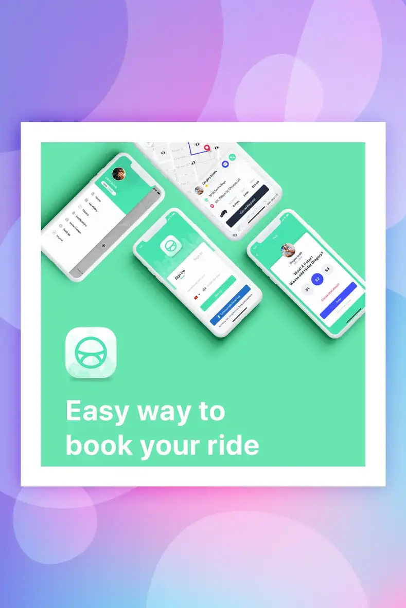Templat sketsa kit UI aplikasi pemesanan taksi