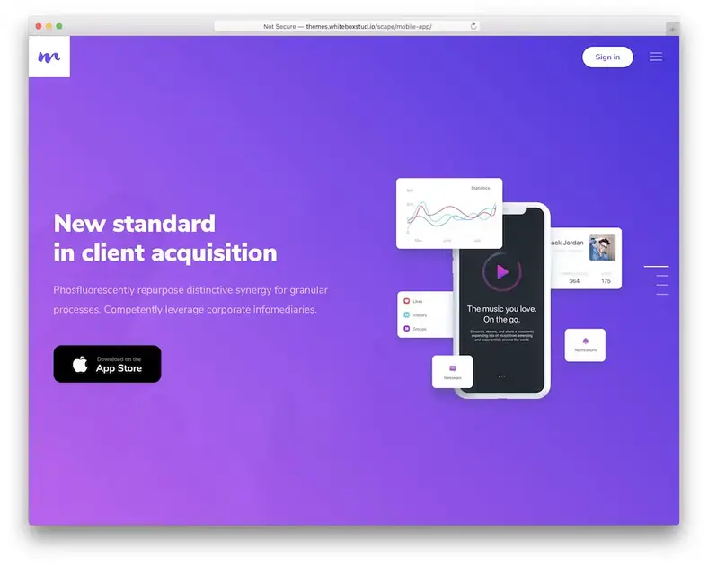scape app vitrine tema wordpress