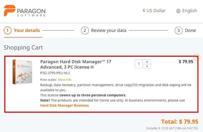 Paragon Drive Copy Professional -priser