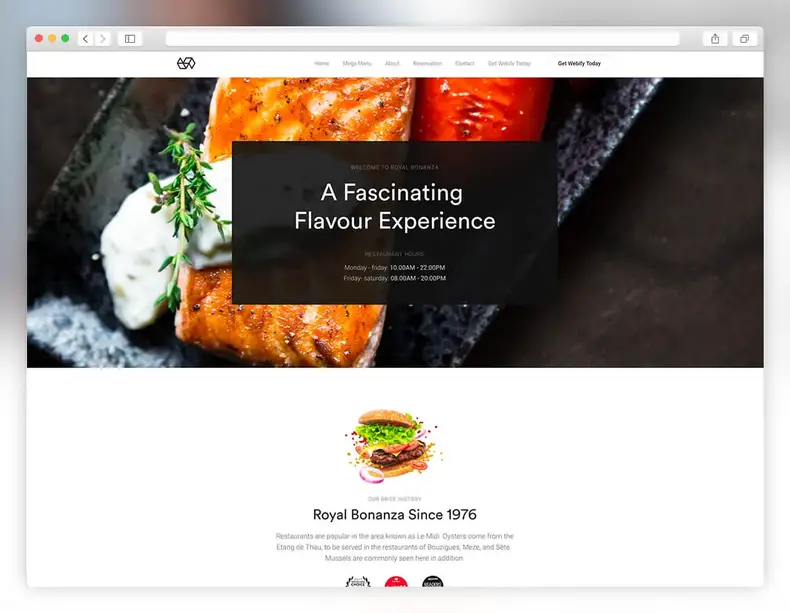 Webify - thème WordPress pour restaurant de fruits de mer