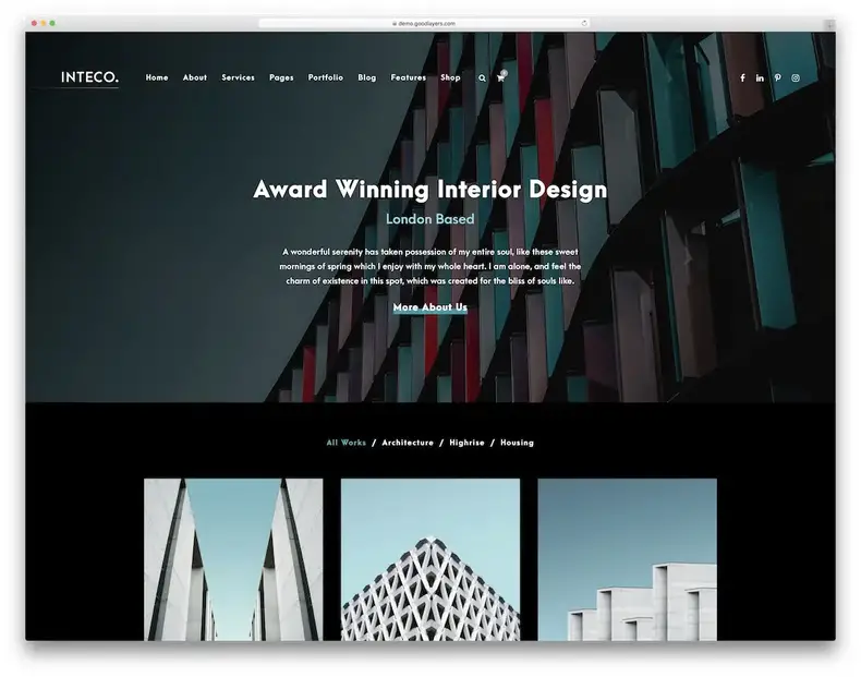 thème wordpress de design d'intérieur inteco