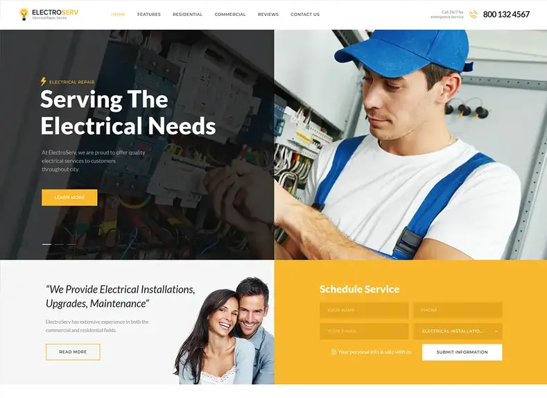 ElectroServ - Thème WordPress pour service de réparation électrique