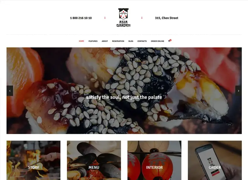 Jardim Asiático |  Tema WordPress de restaurante de comida asiática