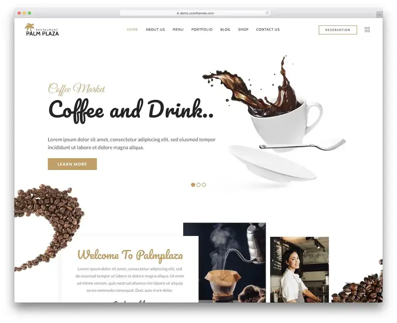 thème wordpress café palmplaza