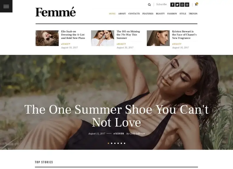 Femme - Tema WordPress untuk Majalah dan Blog Fashion Online